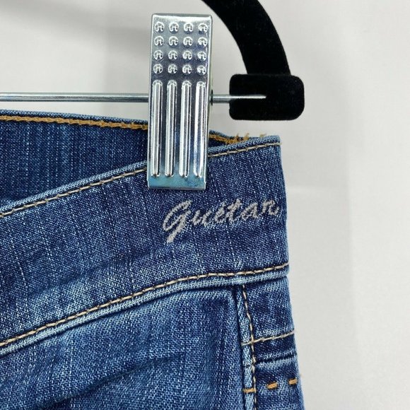 GOLDSIGN Guitar Super Flare Jeans Women's Size 31 Mid Rise Stretch Denim Blue - Picture 5 of 12